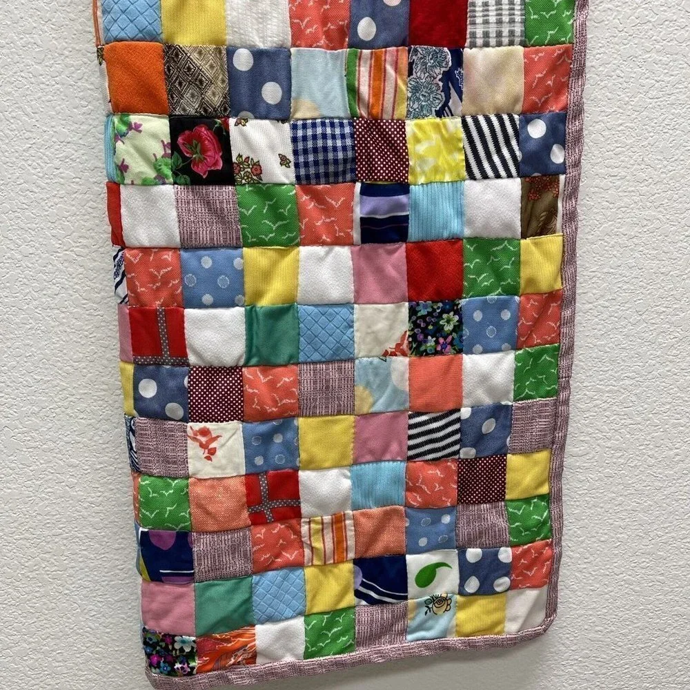 Vintage Quilt Mixed Fabrics Quilted 35
